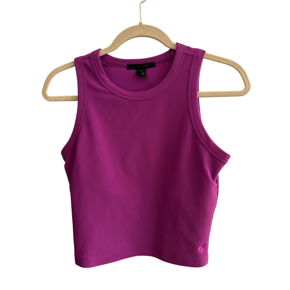 Greyson Womens Ribbed Golf Tank Top Built-In Bra Magenta Purple Medium